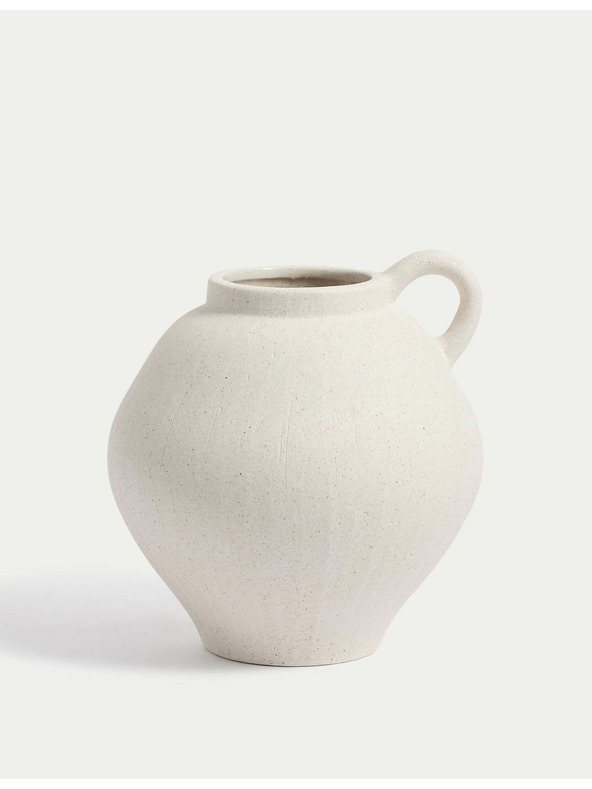 Marks & Spencer Malá keramická váza s tvarovanou rukoväťou Marks & Spencer biela
