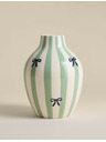 Marks & Spencer Pruhovaná keramická váza s popraskanou glazúrou Marks & Spencer zelená