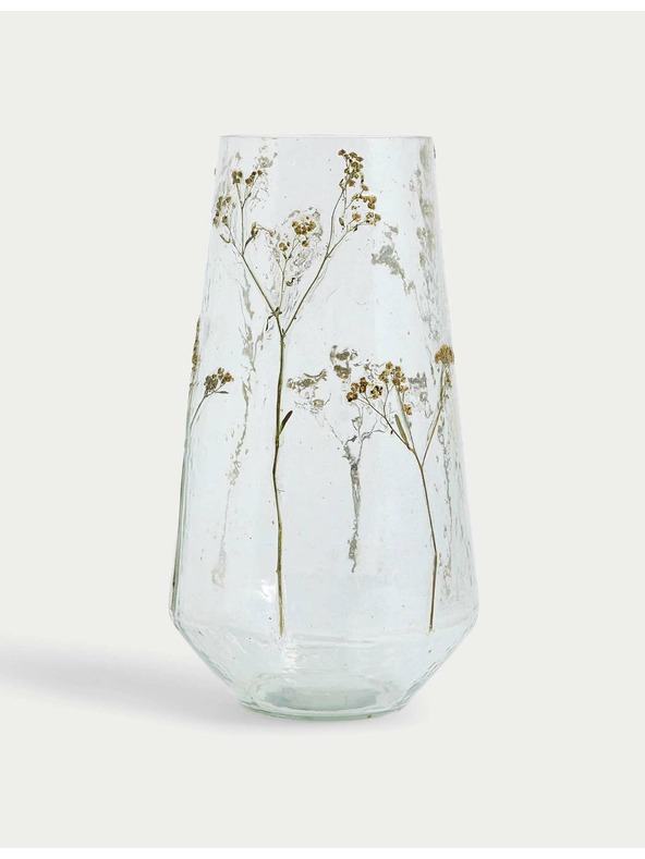 Marks & Spencer Sklenená váza s motívom kvetín Marks & Spencer béžová