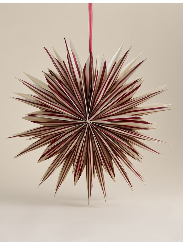 Marks & Spencer 3D pruhovaná papierová dekorácia v tvare hviezdy Marks & Spencer červená