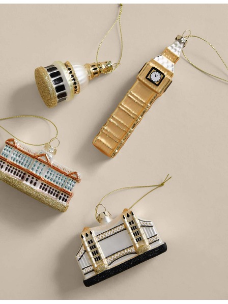 Marks & Spencer Trblietavá závesná ozdoba zo skla s motívom Londýna, sada 4 ks Marks & Spencer viacfarebná