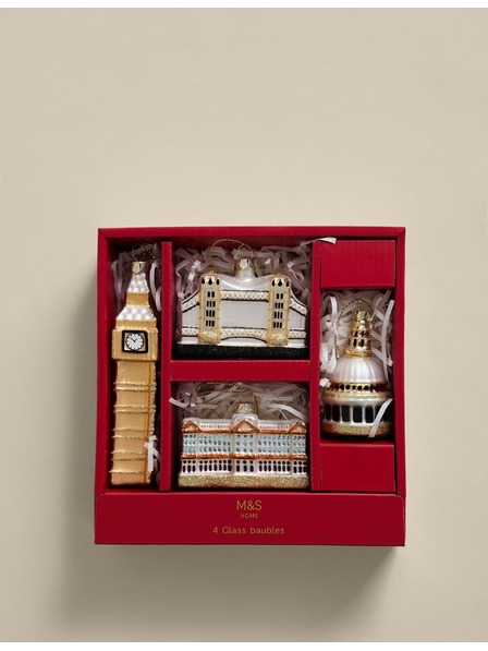 Marks & Spencer Trblietavá závesná ozdoba zo skla s motívom Londýna, sada 4 ks Marks & Spencer viacfarebná