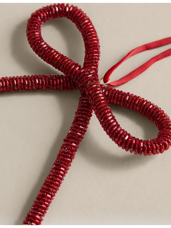 Marks & Spencer Závesná dekorácia s korálikovou mašľou Marks & Spencer červená