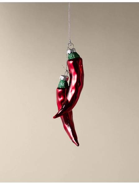 Marks & Spencer Sklenená dekorácia s chilli papričkami Marks & Spencer červená