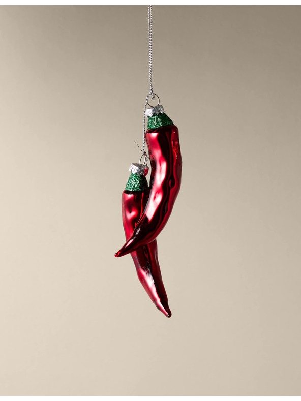 Marks & Spencer Sklenená dekorácia s chilli papričkami Marks & Spencer červená