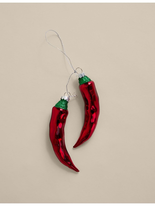 Marks & Spencer Sklenená dekorácia s chilli papričkami Marks & Spencer červená