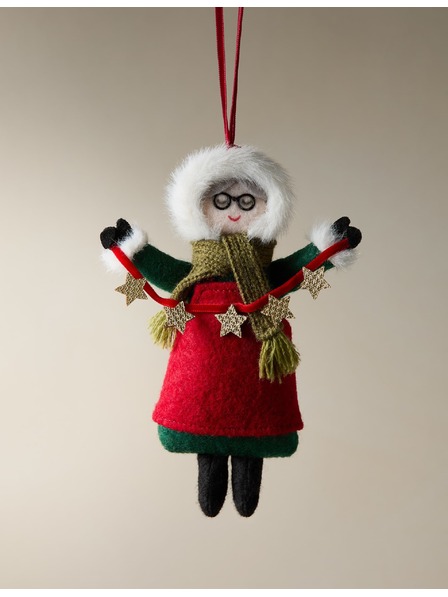 Marks & Spencer Plstená závesná dekorácia s motívom Mother Claus Marks & Spencer červená