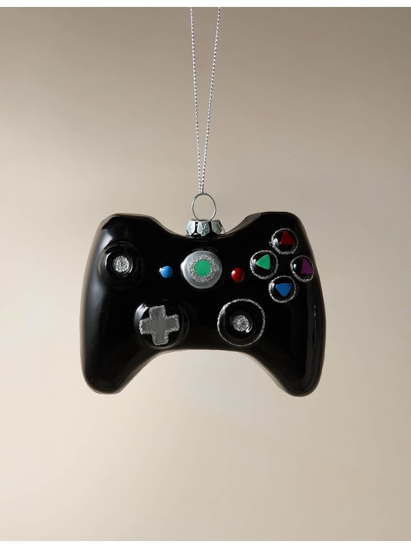 Marks & Spencer Závesná sklenená dekorácia v podobe herného ovládača Marks & Spencer čierna