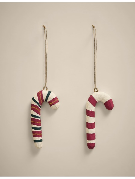 Marks & Spencer 2 ks závesných dekorácií v tvare cukrovej palice Marks & Spencer červená