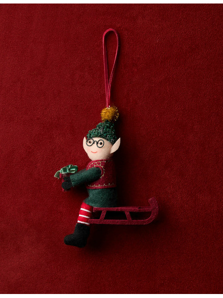 Marks & Spencer Závesná plstená dekorácia v podobe elfa Marks & Spencer červená