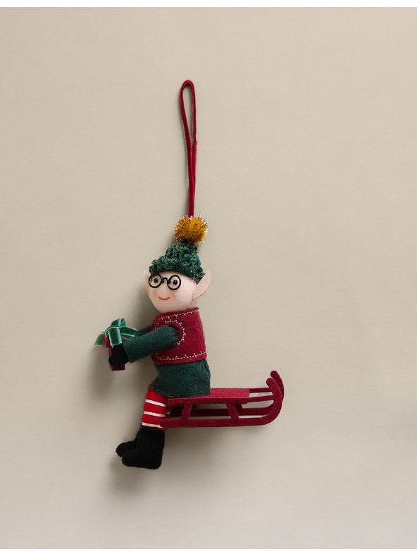 Marks & Spencer Závesná plstená dekorácia v podobe elfa Marks & Spencer červená