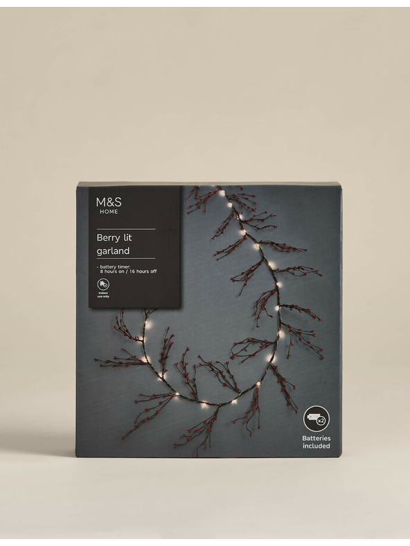 Marks & Spencer Svetelný reťazec s motívom bobuľovitého ovocia, dĺžka 1,8 m Marks & Spencer červená