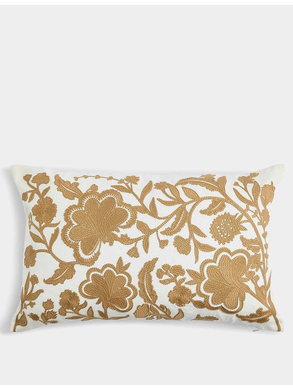 Marks & Spencer Podhlavník zo zmesi ľanu s kvetinovou vyšívanou potlačou Marks & Spencer zlatá