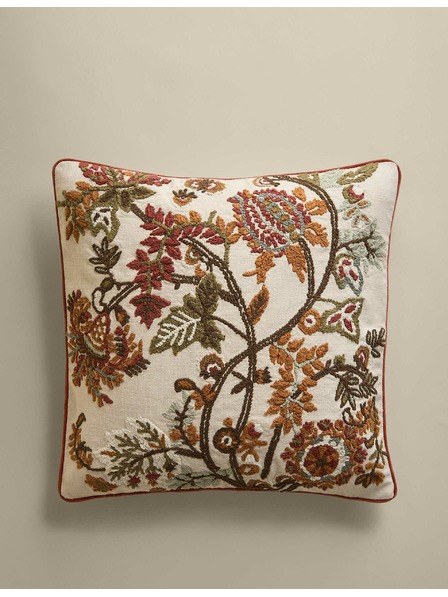 Marks & Spencer Vankúš z čistej bavlny s kvetinovou výšivkou Marks & Spencer smotanová