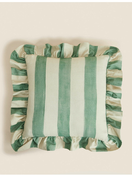 Marks & Spencer Pruhovaný vankúšik z čistej bavlny Marks & Spencer zelená