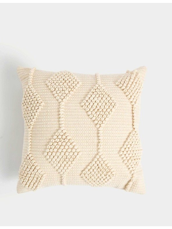 Marks & Spencer Vankúš z čistej bavlny s výšivkou a geometrickým vzorom Marks & Spencer smotanová