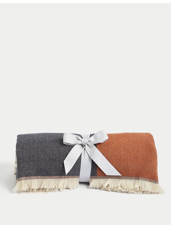 Marks & Spencer Česaný tkaný geometrický prehod Marks & Spencer námorná modrá