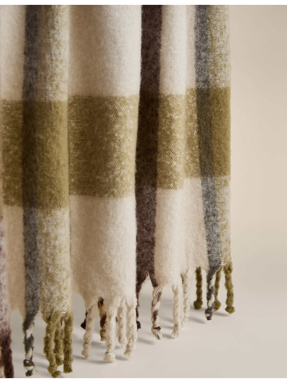 Marks & Spencer Károvaný prehod z umelého mohéru Marks & Spencer zelená