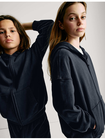 Marks & Spencer Jednofarebná mikina s kapucou a vysokým podielom bavlny (6–16 rokov) Marks & Spencer námorná modrá