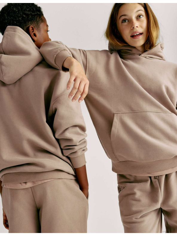 Marks & Spencer Bavlnená mikina s kapucňou a vysokým pásom (6-16 rokov) Marks & Spencer béžová