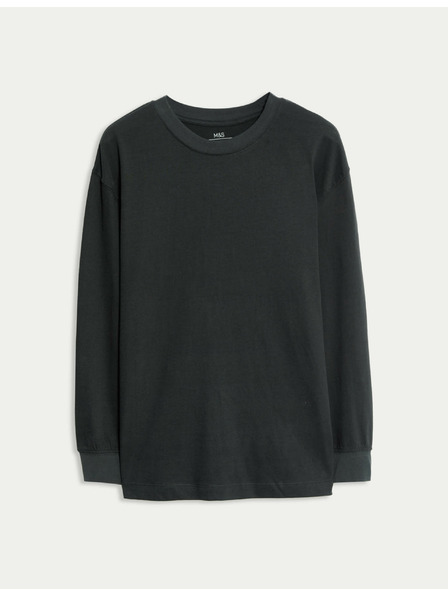 Marks & Spencer Jednofarebný top z čistej bavlny s dlhým rukávom (6–16 rokov) Marks & Spencer sivá