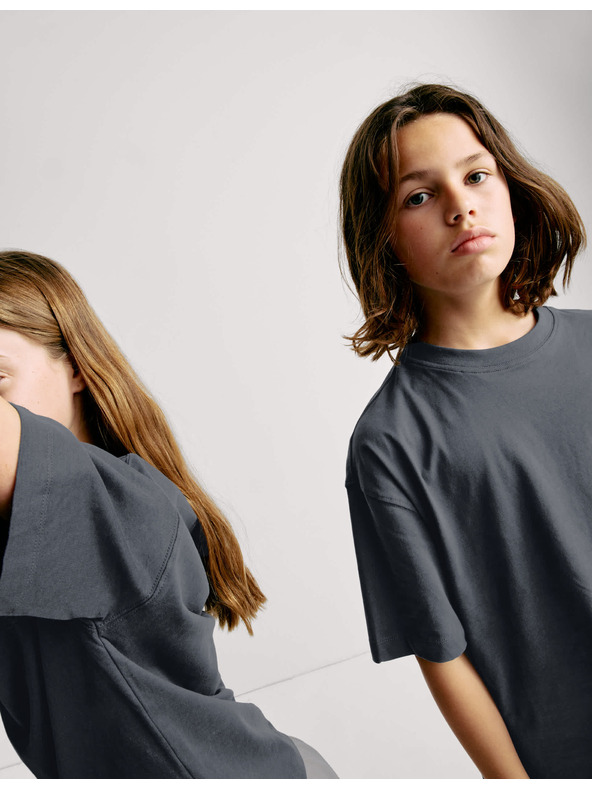 Marks & Spencer Jednofarebné tričko z čistej bavlny (2–16 rokov) Marks & Spencer sivá