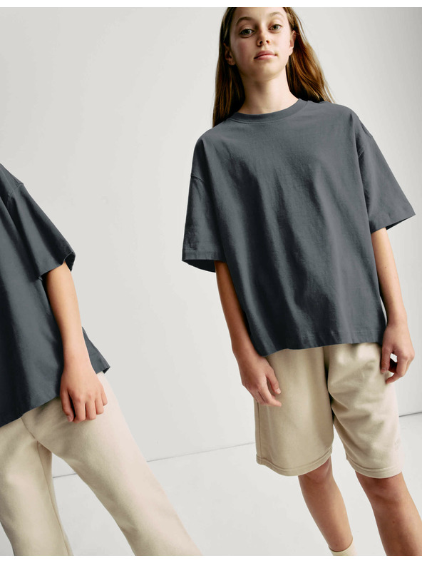 Marks & Spencer Jednofarebné tričko z čistej bavlny (2–16 rokov) Marks & Spencer sivá