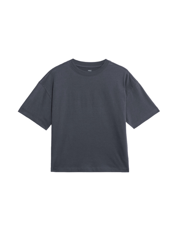Marks & Spencer Jednofarebné tričko z čistej bavlny (2–16 rokov) Marks & Spencer sivá