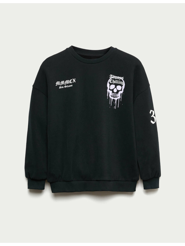 Marks & Spencer Mikina Halloween s vysokým podielom bavlny a lebkou (6–16 rokov) Marks & Spencer čierna