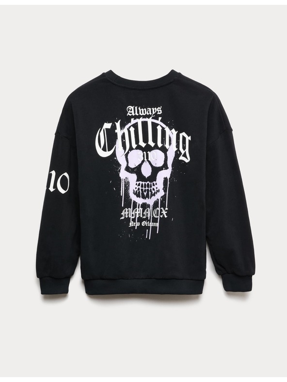Marks & Spencer Mikina Halloween s vysokým podielom bavlny a lebkou (6–16 rokov) Marks & Spencer čierna