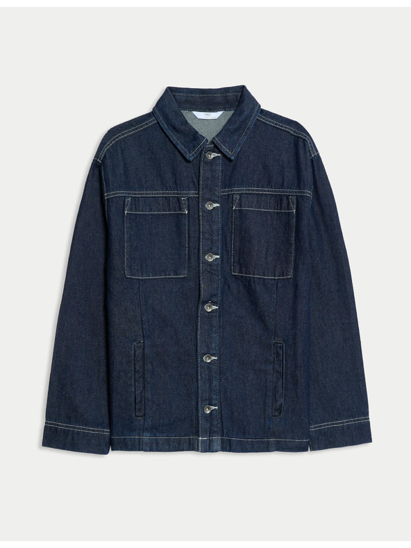 Marks & Spencer Rifľová košeľa, z čistej bavlny (6–16 rokov) Marks & Spencer námorná modrá