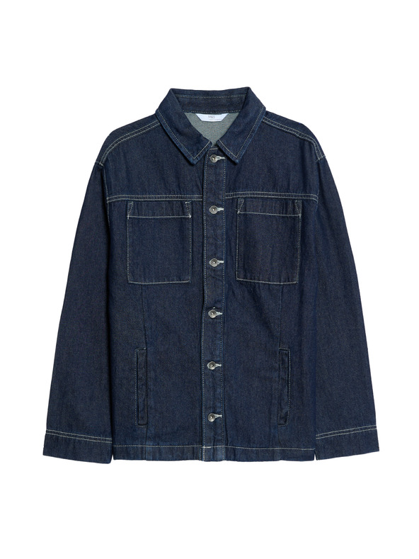 Marks & Spencer Rifľová košeľa, z čistej bavlny (6–16 rokov) Marks & Spencer námorná modrá