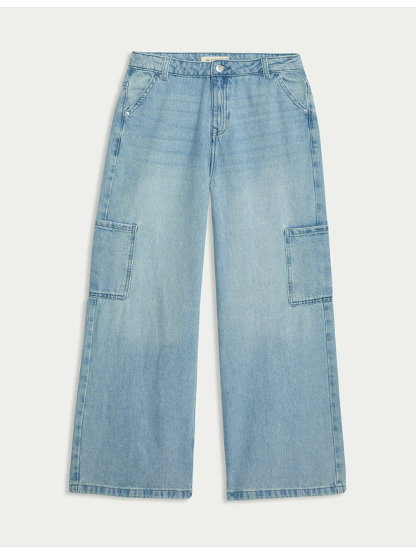 Marks & Spencer Rifľové cargo nohavice so širokými nohavicami (6–16 rokov) Marks & Spencer námorná modrá