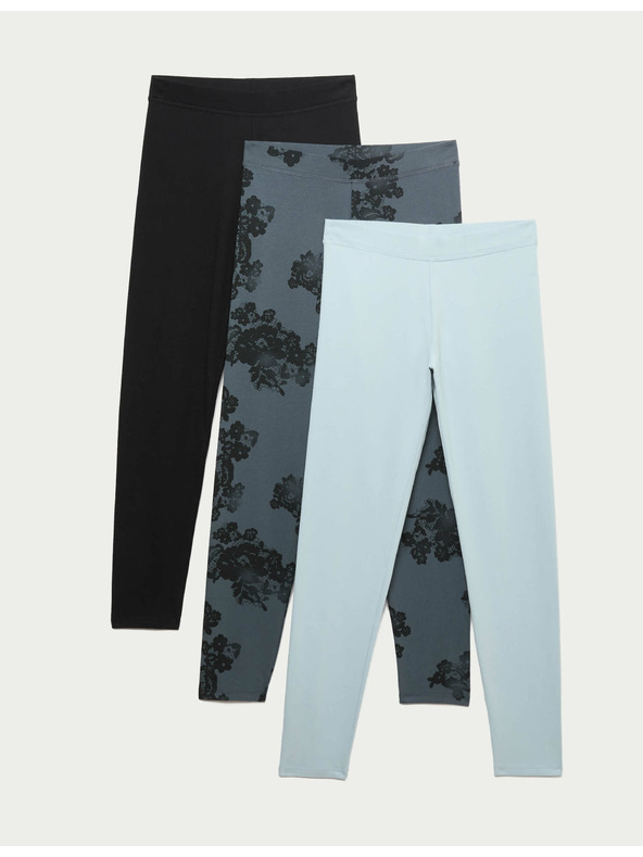 Marks & Spencer 3 ks legín s potlačou a vysokým podielom bavlny (6–16 rokov) Marks & Spencer sivá