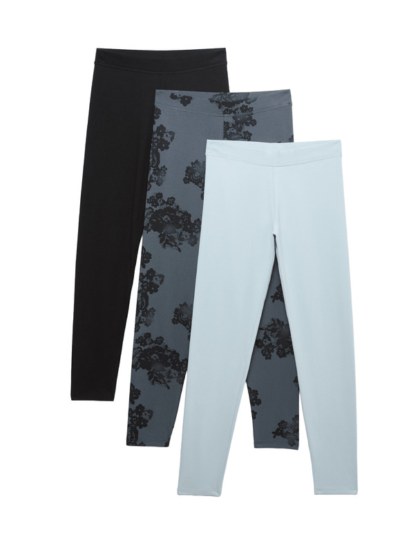 Marks & Spencer 3 ks legín s potlačou a vysokým podielom bavlny (6–16 rokov) Marks & Spencer sivá