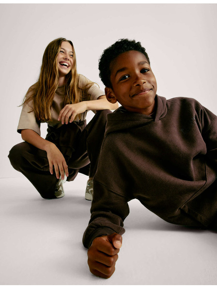 Marks & Spencer Mikina s kapucňou z vysokej bavlny (6-16 rokov) Marks & Spencer hnedá