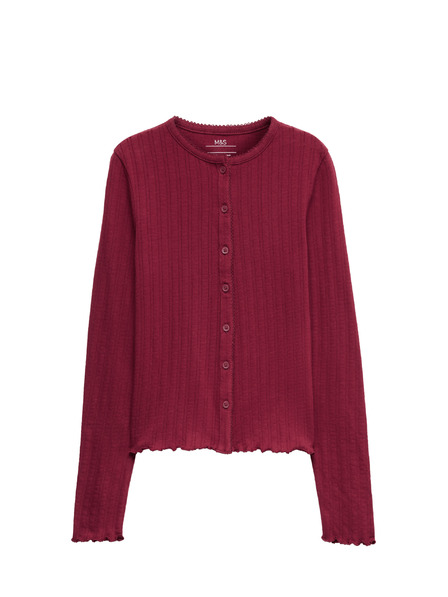 Marks & Spencer Topík s gombíkmi a zapínaním na gombíky s vysokým obsahom bavlny (6–16 rokov) Marks & Spencer červená