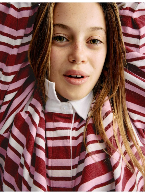 Marks & Spencer Pruhovaná športová košeľa z čistej bavlny (6–16 rokov) Marks & Spencer červená