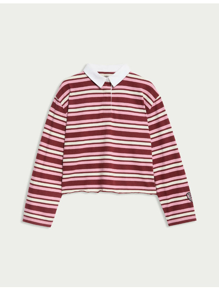 Marks & Spencer Pruhovaná športová košeľa z čistej bavlny (6–16 rokov) Marks & Spencer červená