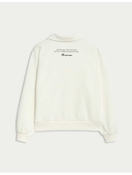 Marks & Spencer Ragbyové tričko s golierom z bohatej bavlny (6-16 rokov) Marks & Spencer smotanová