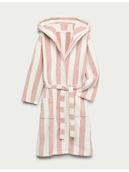 Marks & Spencer Pruhovaný župan s kapucňou, z čistej bavlny (9 mesiacov – 10 rokov) Marks & Spencer ružová