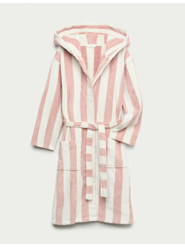 Marks & Spencer Pruhovaný župan s kapucňou, z čistej bavlny (9 mesiacov – 10 rokov) Marks & Spencer ružová