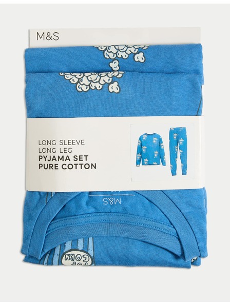 Marks & Spencer Pyžamo z čistej bavlny s potlačou popcornu (3-16 rokov) Marks & Spencer modrá