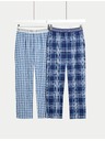 Marks & Spencer Kockované pyžamové nohavice z čistej bavlny, 2 ks v balení (6–16 rokov) Marks & Spencer modrá