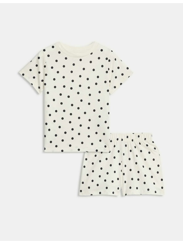 Marks & Spencer Bodkované pyžamo z čistej bavlny (1–16 rokov) Marks & Spencer smotanová