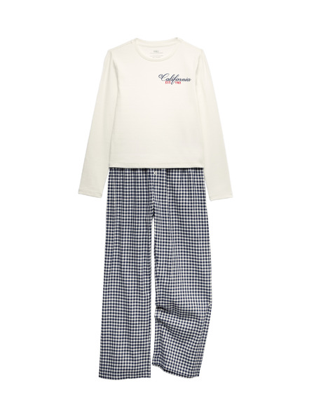Marks & Spencer Kárované pyžamo s vysokým podielom bavlny (6–16 rokov) Marks & Spencer smotanová