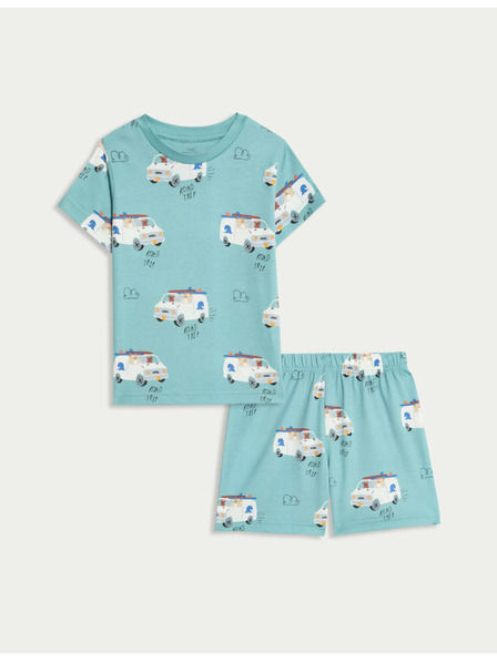 Marks & Spencer Pyžamo z čistej bavlny s dopravnými prostriedkami (1–8 rokov) Marks & Spencer modrá