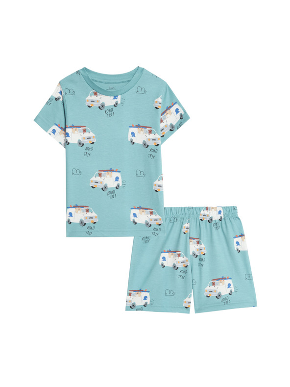 Marks & Spencer Pyžamo z čistej bavlny s dopravnými prostriedkami (1–8 rokov) Marks & Spencer modrá