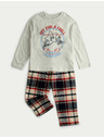 Marks & Spencer Kockované pyžamo z čistej bavlny s grafikou hviezdy (12 mesiacov – 8 rokov) Marks & Spencer sivá