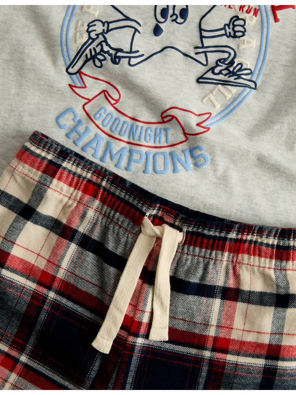 Marks & Spencer Kockované pyžamo z čistej bavlny s grafikou hviezdy (12 mesiacov – 8 rokov) Marks & Spencer sivá